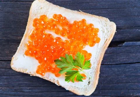 Bread with caviar Stock Photos