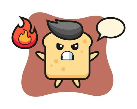 Bread character cartoon with angry gesture Stock Illustration