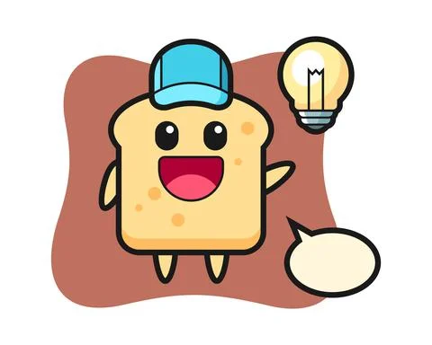 Bread character cartoon getting the idea Stock Illustration
