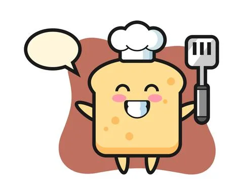 Bread character illustration as a chef is cooking Stock Illustration