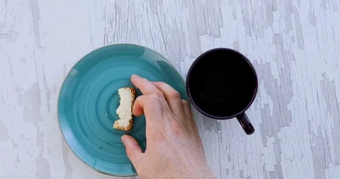 Bread With Cheese and Coffee 4K Stock Footage 101412980