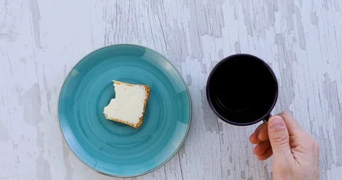 Bread With Cheese and Coffee 4K Stock Footage 101420305