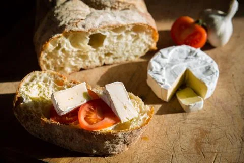 Bread, cheese and tomato Foto stock