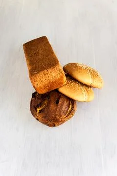 Bread, cheese bread, seed bread Stock Photos