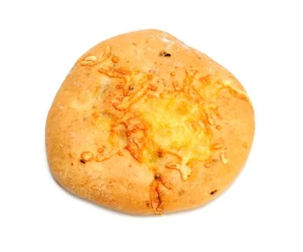 Bread with cheese isolated on white Stock Photos