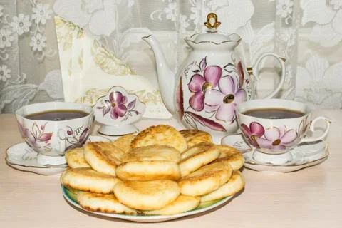 Bread with cheese to tea Stock Photos