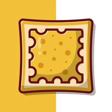 Bread with Cheese Vector Icon Illustration. Bread Cheese Vector. Flat Carto.. Stock Illustration