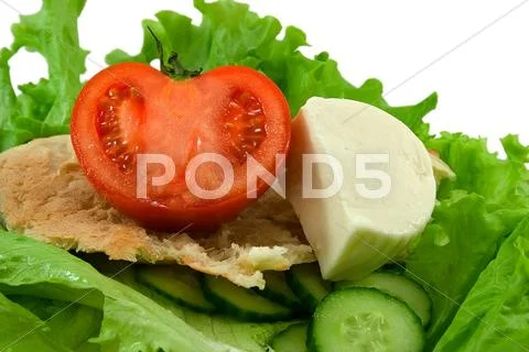 Bread cheese vegetables Stock Photos