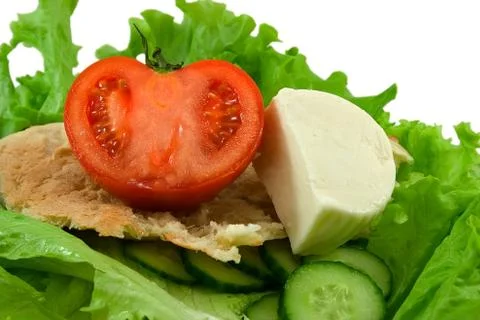 Bread cheese vegetables Stock Photos