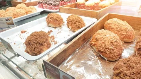 Bread with chicken floss topping Stock Photos