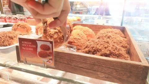 Bread with chicken floss topping Stock Photos