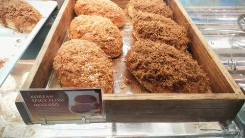 Bread with chicken floss topping Stock Photos