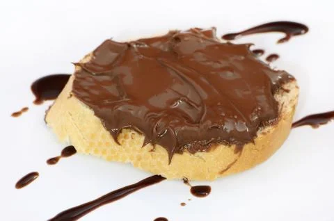 Bread with chocolate cream Stock Photos