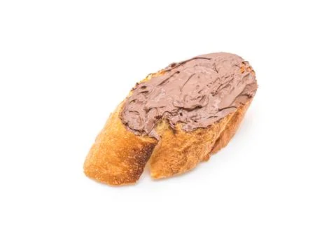 Bread with chocolate hazelnut spread Stock Photos
