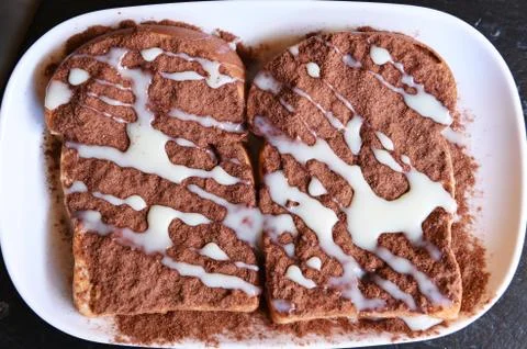 Bread with chocolate in plate Foto stock