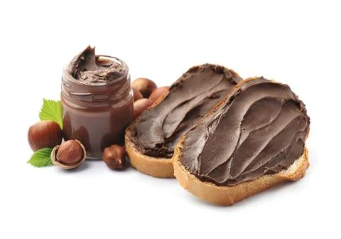 Bread with chocolate spread Stock Photos