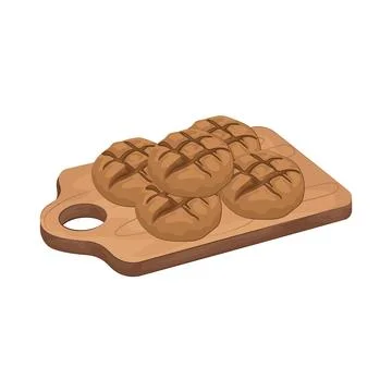 Bread on a chopping board Stock Illustration