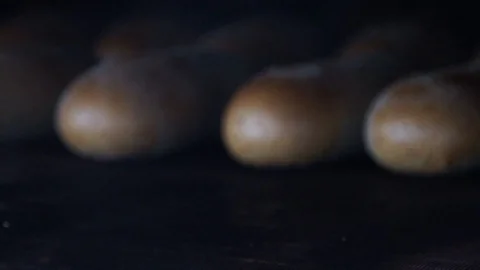 Bread Close Up Falling Down Into Container Stock Footage 90122119