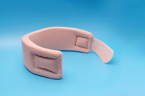 Bread collar for neck support unlocked blue background Stock Photos