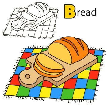 Bread. Coloring book page Stock Illustration
