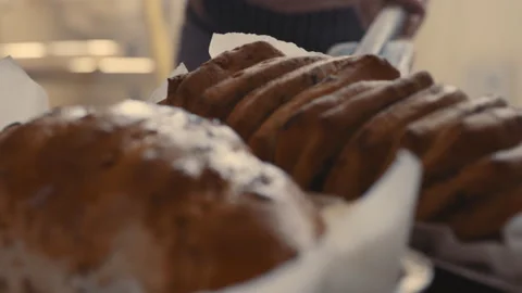 Bread coming out of the oven Stock Footage 274680944