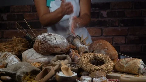 Bread concept. Baking and home bread making concept. Soft toning Video stock 94661491