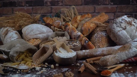 Bread concept. Baking and home bread making concept. Soft toning Video stock 94661909