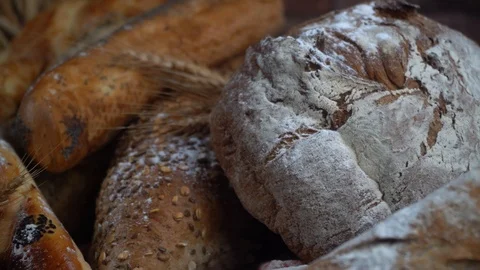 Bread concept. Baking and home bread making concept. Soft toning Video stock 94661934