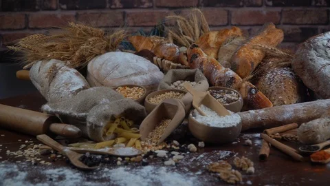 Bread concept. Baking and home bread making concept. Soft toning Video stock 94661992