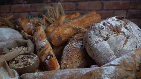 Bread concept. Baking and home bread making concept. Soft toning Video stock 94662041