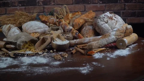 Bread concept. Baking and home bread making concept. Soft toning Video stock 94662044