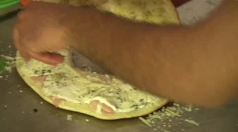 Bread with condiment. Video stock 8995384