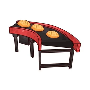 Bread on the conveyor illustration Stock Illustration