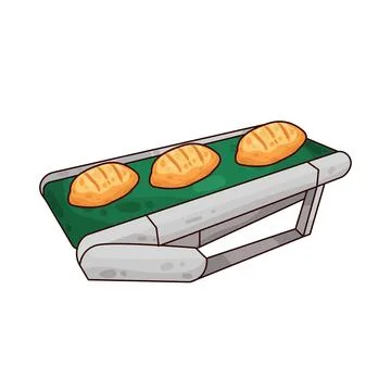 Bread on the conveyor illustration Stock Illustration