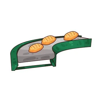 Bread on the conveyor illustration Stock Illustration