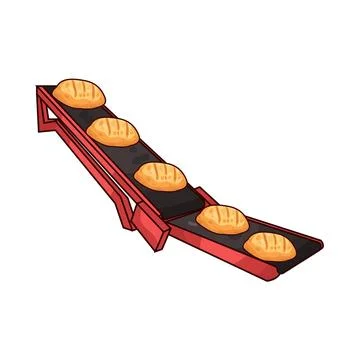 Bread on the conveyor illustration Stock Illustration