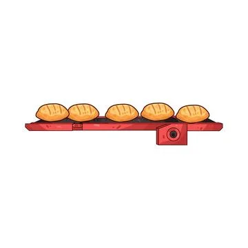 Bread on the conveyor illustration Stock Illustration