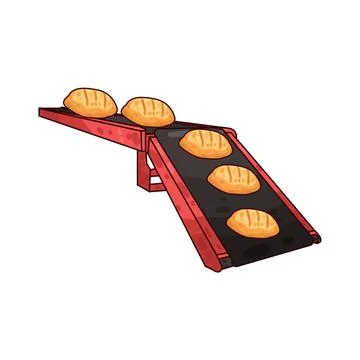 Bread on the conveyor illustration Stock Illustration