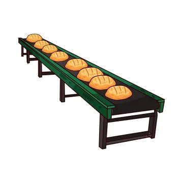 Bread on the conveyor illustration Stock Illustration