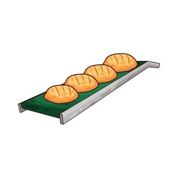 Bread on the conveyor illustration Stock Illustration