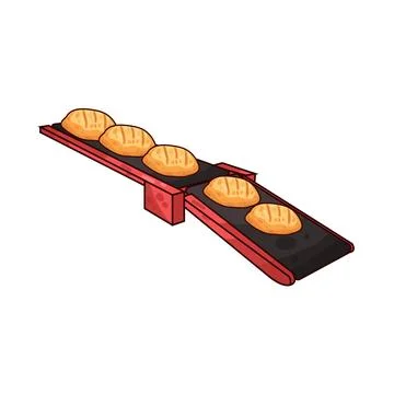 Bread on the conveyor illustration Stock Illustration