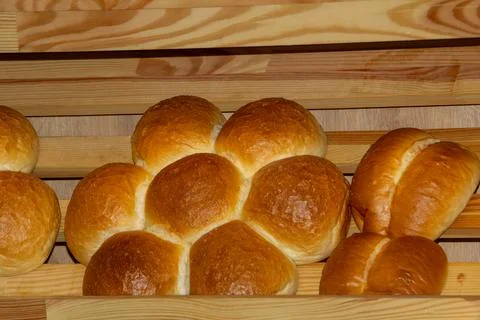 Bread on the counter display of a bakery Stock Photos