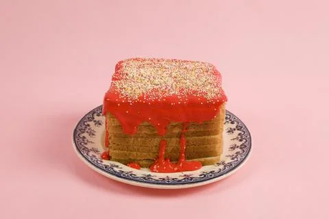 Bread covered red coulis Stock Photos
