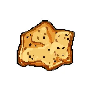 Bread cracker biscuit pixel art vector illustration Stock Illustration