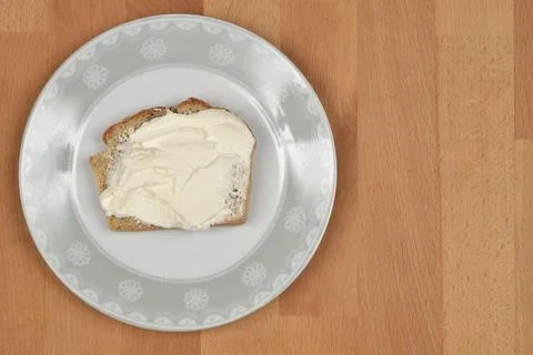 Bread with a creamy white sprea Stock Photos