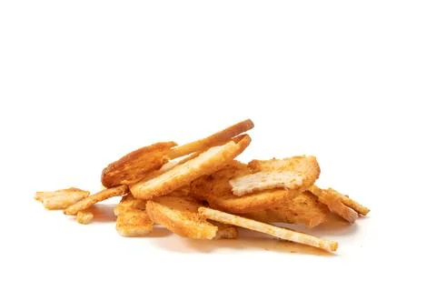 Bread crisps pile side view. Stock Photos
