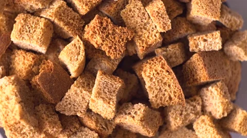 Bread croutons 4K Video stock 194932016