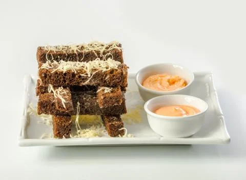 Bread croutons with sauce Stock Photos
