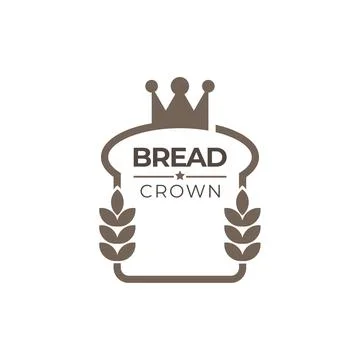 Bread crown logo icon template. Creative king bread logo design concepts. Stock Illustration