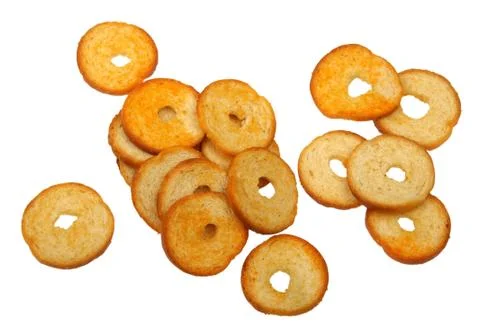 Bread crumbs isolated on a white background Stock Photos